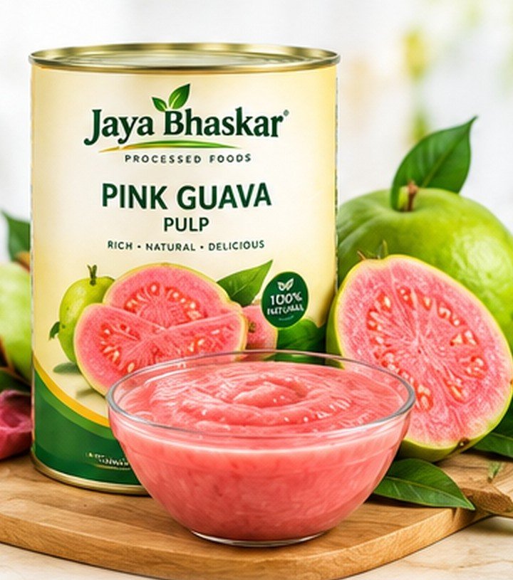 Pink guava pulp tin